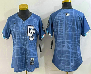 Women's Washington Nationals Blank Blue 2025 City Connect Limited Stitched Jersey