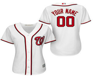 Women's Washington Nationals Home White Customized Baseball Jersey