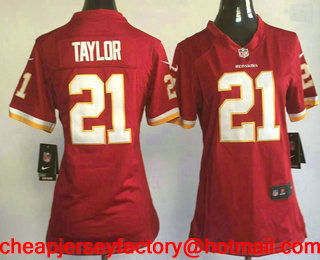 Women's Washington Redskins #21 Sean Taylor Retired Burgundy Red Stitched NFL Nike Game Jersey