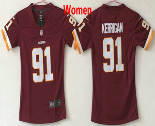 Women's Washington Redskins #91 Ryan Kerrigan Red 2017 Vapor Untouchable Stitched NFL Nike Limited Jersey