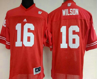 Women's Wisconsin Badgers #16 Russell Wilson Red Stitched College Football NCAA Jersey