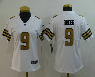 Women's New Orleans Saints #9 Drew Brees White 2016 Color Rush Stitched NFL Nike Limited Jersey