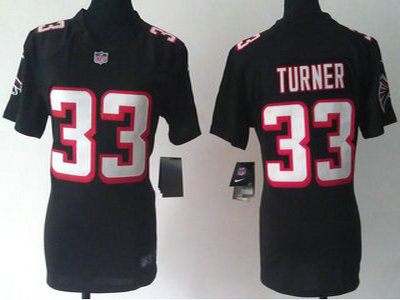Nike Atlanta Falcons 33 Michael Turner Black Game Womens Team Jersey
