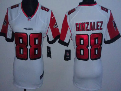 Nike Atlanta Falcons 88 Tony Gonzalez White Women Jersey