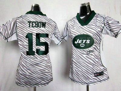 Nike New York Jets 15 Tim Tebow 2012 Womens Zebra Fashion Jersey