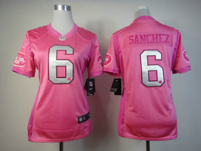 Nike New York Jets 6 Mark Sanchez Pink Love's Women Jersey