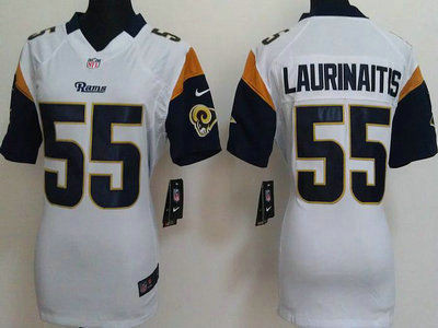 Nike St. Louis Rams 55 James Laurinaitis White Womens Team Jersey