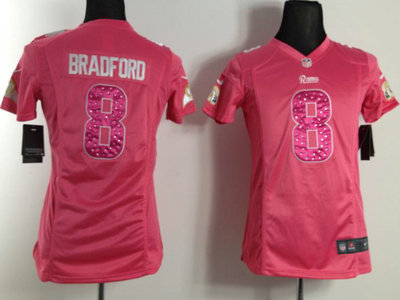 Nike St. Louis Rams 8 Sam Bradford Pink NFL Womens Jersey