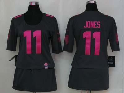 Womens Nike Atlanta Falcons 11 Jones Elite breast Cancer Awareness Dark grey Jersey