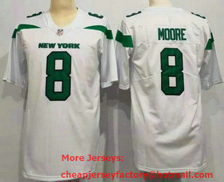 Youth  New York Jets #8 Elijah Moore White 2021 Vapor Untouchable Stitched NFL Nike Limited Jersey