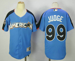 Youth American League New York Yankees #99 Aaron Judge Blue 2017 MLB All-Star Game Authentic Home Run Derby Jersey
