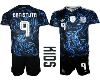 Youth Argentina National Team #9 Gabriel Batistuta Black Away 2026 World Cup Soccer Jersey Suit