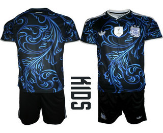 Youth Argentina National Team Blank Black Away 2026 World Cup Soccer Jersey Suit