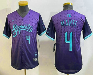 Youth Arizona Diamondbacks #4 Ketel Marte Number Purple 2025 City Connect Limited Stitched Jersey
