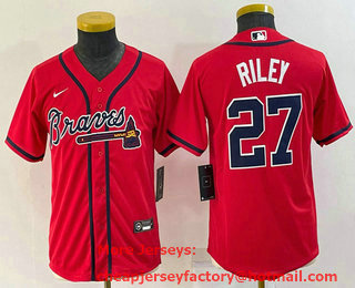 Youth Atlanta Braves #27 Austin Riley Red Stitched MLB Cool Base Nike Jersey