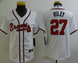 Youth Atlanta Braves #27 Austin Riley White Stitched MLB Cool Base Nike Jersey