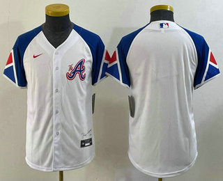 Youth Atlanta Braves Blank White 2023 City Connect Cool Base Stitched Jersey 01