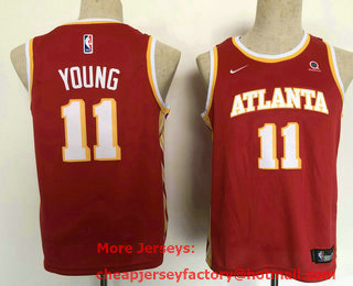 Youth Atlanta Hawks #11 Trae Young Red 2020 NEW Swingman Stitched Nike Jersey With  Sponsor