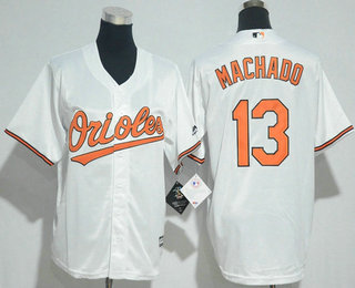 Youth Baltimore Orioles #13 Manny Machado White Home Stitched MLB Cool Base Jersey