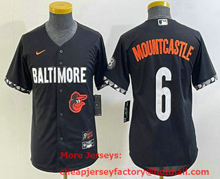 Youth Baltimore Orioles #6 Ryan Mountcastle Black 2023 City Connect Cool Base Stitched Jersey 01