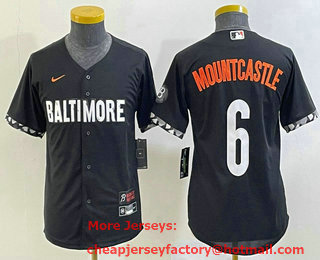 Youth Baltimore Orioles #6 Ryan Mountcastle Black 2023 City Connect Cool Base Stitched Jersey 02