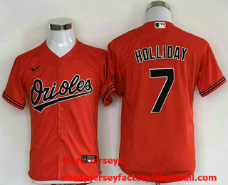 Youth Baltimore Orioles #7 Jackson Holliday Orange Cool Base Stitched Jersey