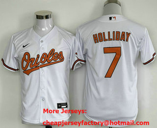 Youth Baltimore Orioles #7 Jackson Holliday White Cool Base Stitched Jersey
