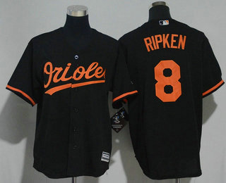 Youth Baltimore Orioles #8 Cal Ripken Retired Black Stitched MLB Cool Base Jersey