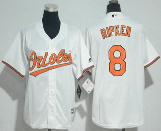 Youth Baltimore Orioles #8 Cal Ripken Retired White Home Stitched MLB Cool Base Jersey
