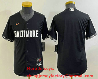 Youth Baltimore Orioles Blank Black 2023 City Connect Cool Base Stitched Jersey 01
