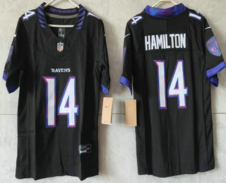 Youth Baltimore Ravens #14 Kyle Hamilton Limited Black Vapor FUSE Jersey