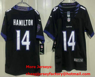 Youth Baltimore Ravens #14 Kyle Hamilton Limited Black Vapor Jersey