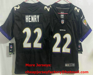Youth Baltimore Ravens #22 Derrick Henry Black Vapor Limited Stitched Jersey