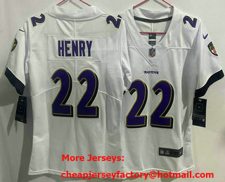 Youth Baltimore Ravens #22 Derrick Henry White Vapor Limited Stitched Jersey