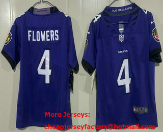Youth Baltimore Ravens #4 Zay Flowers Limited Purple Vapor Jersey