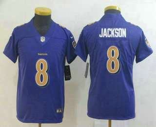 Youth Baltimore Ravens #8 Lamar Jackson Purple 2016 Color Rush Stitched NFL Nike Limited Jersey