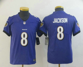 Youth Baltimore Ravens #8 Lamar Jackson Purple 2017 Vapor Untouchable Stitched NFL Nike Limited Jersey