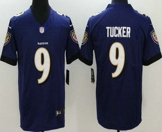 Youth Baltimore Ravens #9 Justin Tucker Limited Purple Vapor Untouchable Jersey