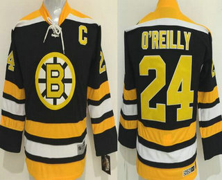Youth Boston Bruins #24 Terry O'Reilly Black CCM Vintage Throwback Jersey