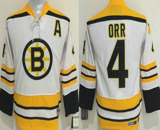 Youth Boston Bruins #4 Bobby Orr White CCM Vintage Throwback Jersey