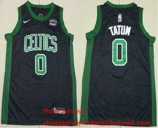 Youth Boston Celtics #0 Jayson Tatum Black 2021 Stitched Jersey With Sponsor