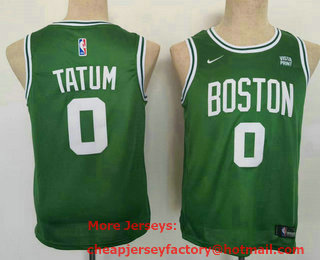 Youth Boston Celtics #0 Jayson Tatum Green 2021 Stitched Jersey With Sponsor