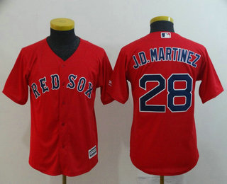 Youth Boston Red Sox #28 J.D. Martinez Red Stitched MLB Cool Base Jersey