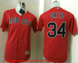 Youth Boston Red Sox #34 David Ortiz Name Red Stitched MLB Cool Base Jersey