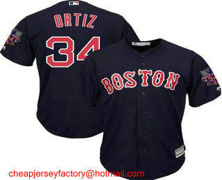 Youth Boston Red Sox #34 David Ortiz Navy Blue Stitched MLB Cool Base Jersey with Retirement Patch