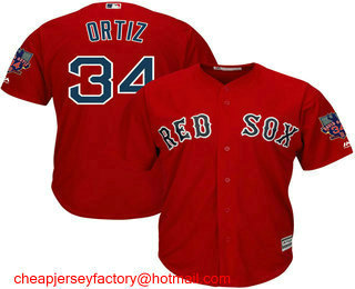 Youth Boston Red Sox #34 David Ortiz Red Stitched MLB Cool Base Jersey with Retirement Patch