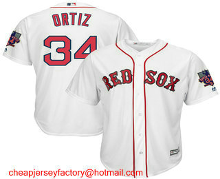 Youth Boston Red Sox #34 David Ortiz White Home Stitched MLB Cool Base Jersey with Retirement Patch