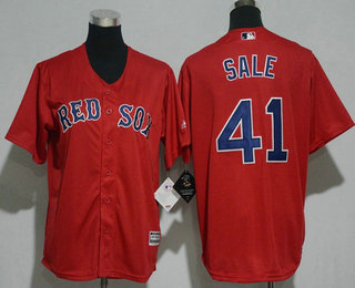 Youth Boston Red Sox #41 Chris Sale Red Stitched MLB Cool Base Jersey