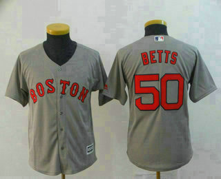 Youth Boston Red Sox #50 Mookie Betts Gray Road Stitched MLB Cool Base Jersey