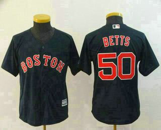 Youth Boston Red Sox #50 Mookie Betts Navy Blue New Cool Base Stitched MLB Jersey